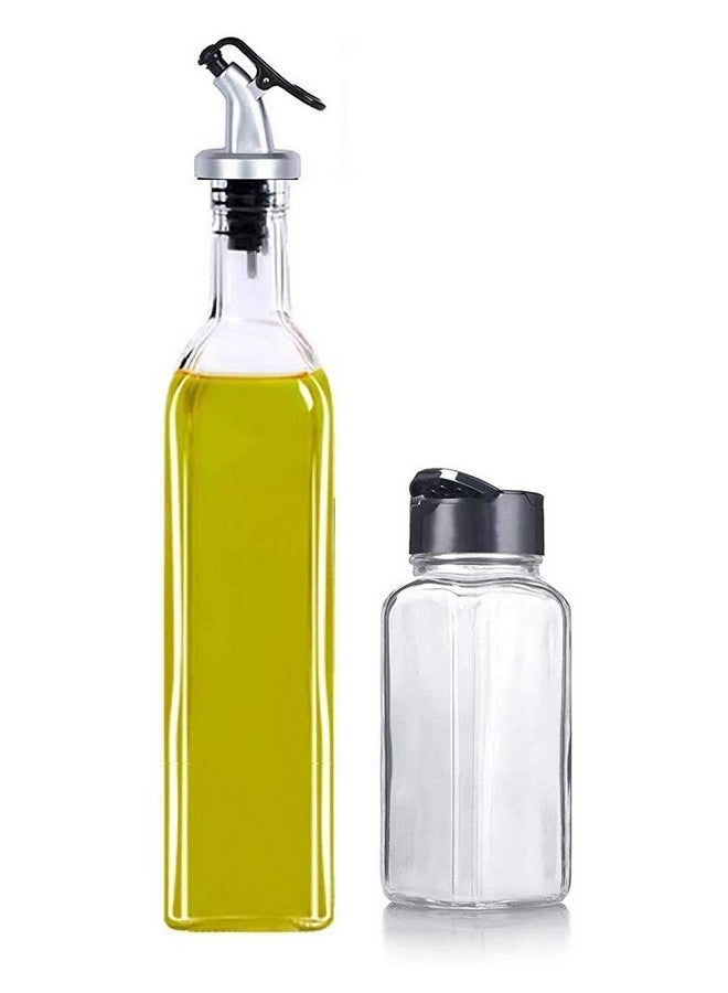 Ash & Roh® - Oil Dispenser 500 ml Bottle Set of 1, Spice Jar Set of 1, Oil Bottle for Kitchen, Oil & Vinegar Storage Glass Bottle, Glass Container for Spice, (1, OLIVE OIL BOTTLE + SPICE RACK) - Image 1