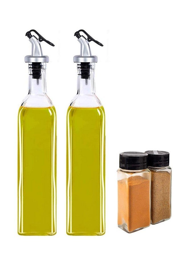 Ash & Roh® - Oil Dispenser 500 ml Bottle Set of 1, Spice Jar Set of 1, Oil Bottle for Kitchen, Oil & Vinegar Storage Glass Bottle, Glass Container for Spice, (1, OLIVE OIL BOTTLE + SPICE RACK) - Image 3