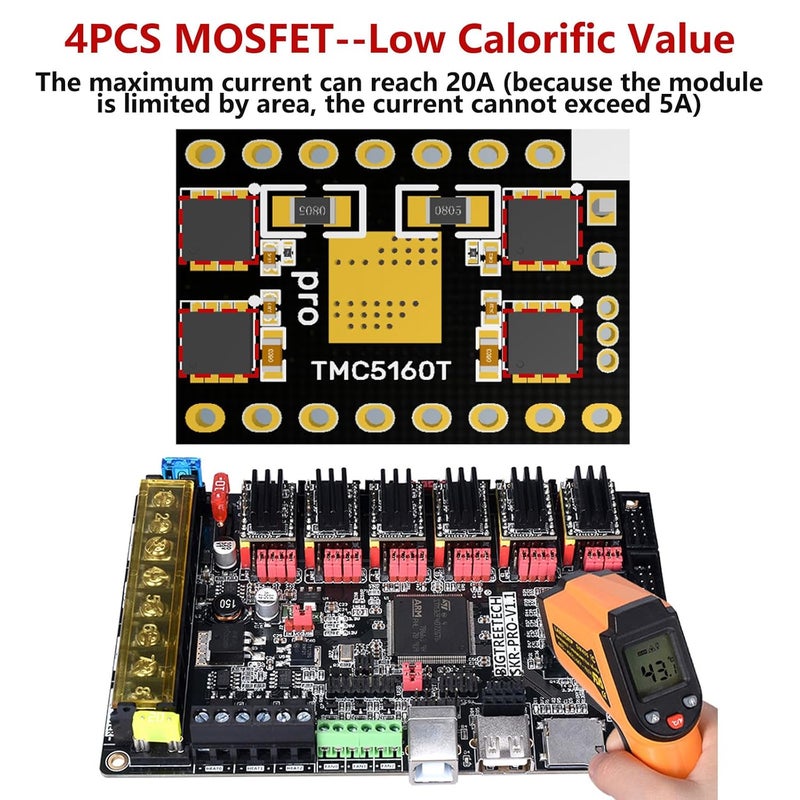 BigTreeTech TMC5160T V1.0 SPI Stepper Motor Driver Ultra-Silent Drivers Support SPI with Heatsink for Manta M8P/Octopus/Octopus Pro/SKR 3/SKR 3 EZ/SKR Pro 3D Printer Control Board (4 PCS) - Image 4