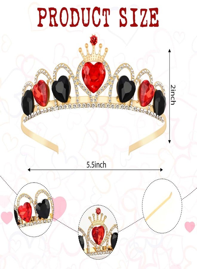 JcHrmers 5 Pcs Women Queen Costume Include Crown Headband,Necklace,Scepter,Stickers and Red Heart Dangle Earrings - Image 3
