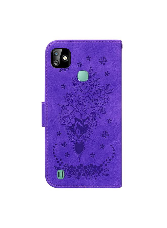 زبون جراب لهاتف Infinix Smart HD 2021 X612، جراب هاتف جلدي منقوش بنقشة فراشة وردية - Image 3