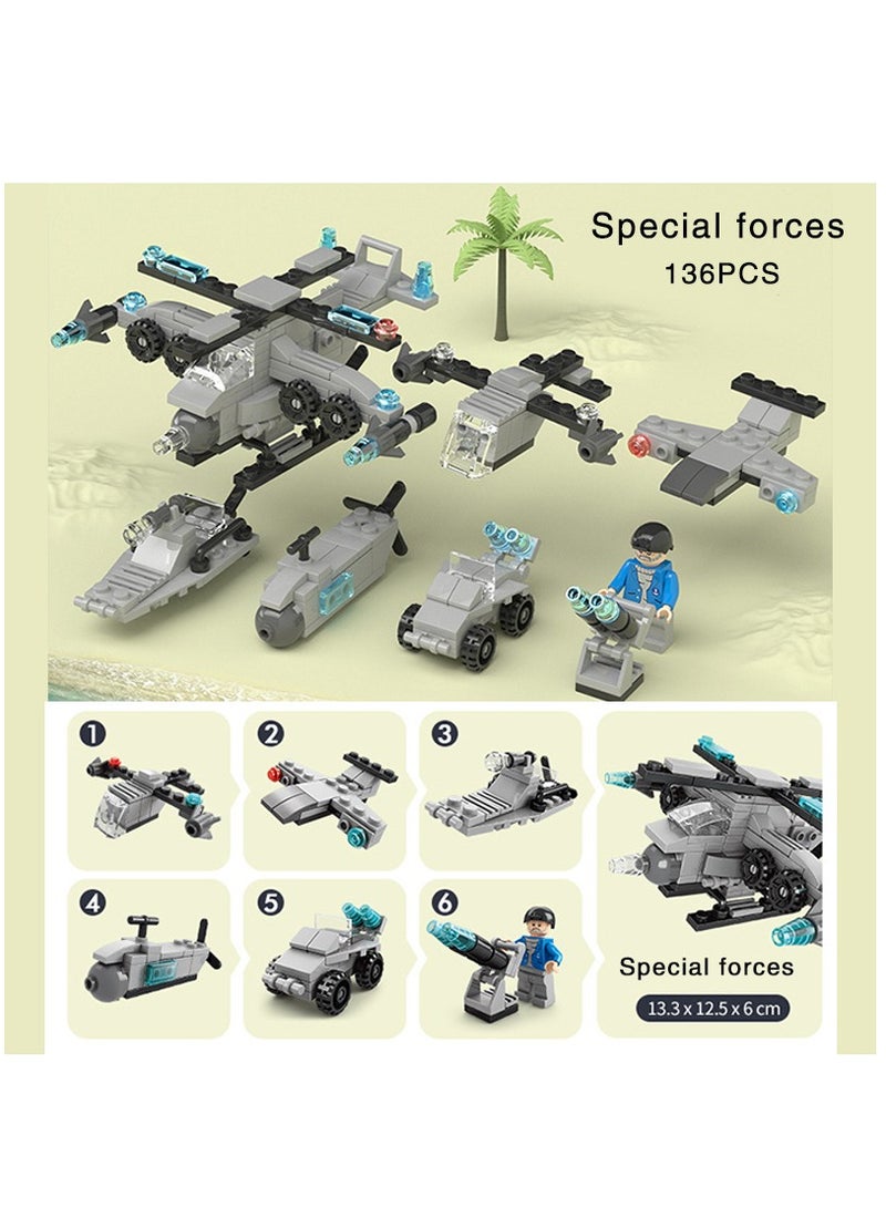 136-Piece Mini Special Forces 6-in-1 Building Block Toy - Image 2