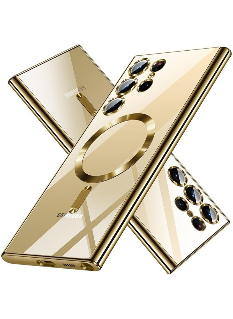 Generic For Samsung Galaxy S24 Ultra Case（Only）.Magnetic Cover for S24 Ultra. Glossy Slim Thin Soft funda capa para for Galaxy S24 Ultra 6.8 inch.Compatible with MagSafe (Gold)  - Image 1