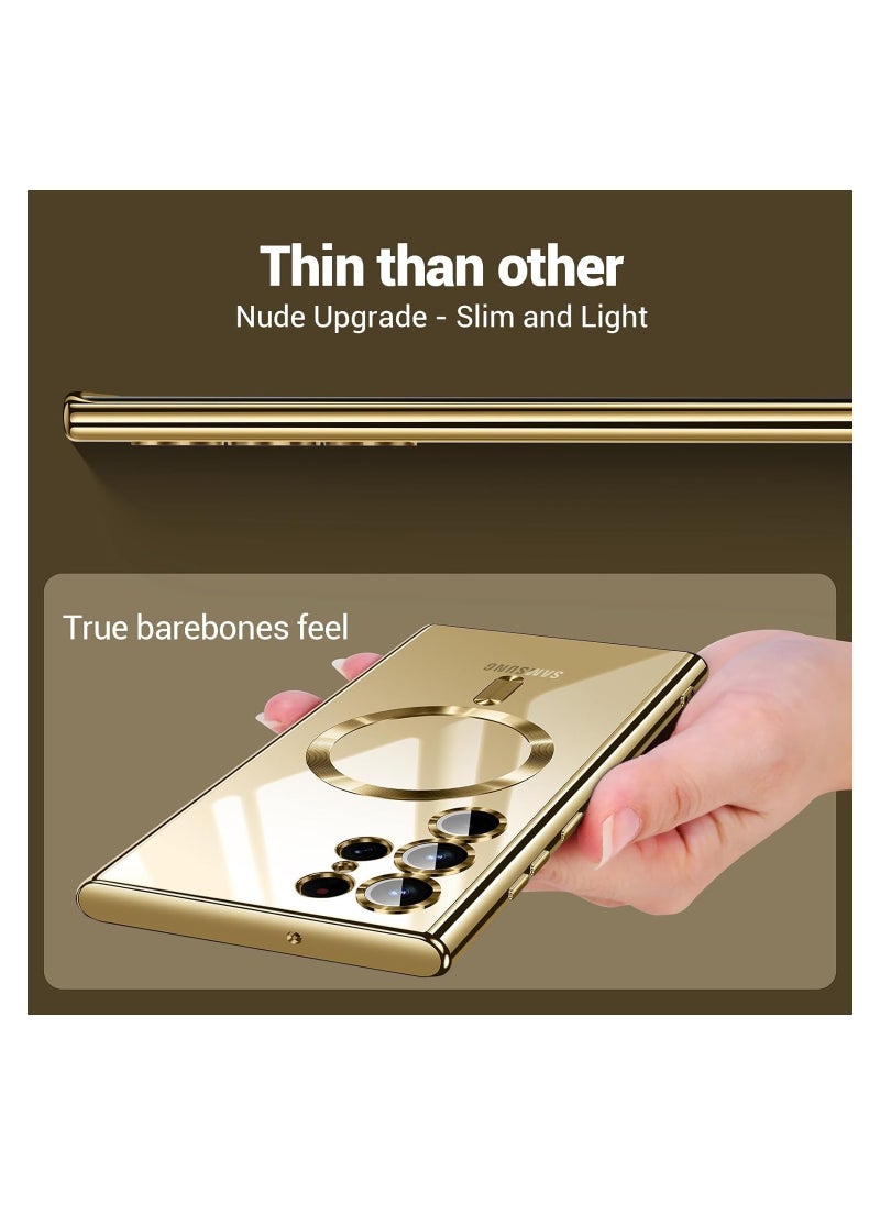 Generic For Samsung Galaxy S24 Ultra Case（Only）.Magnetic Cover for S24 Ultra. Glossy Slim Thin Soft funda capa para for Galaxy S24 Ultra 6.8 inch.Compatible with MagSafe (Gold)  - Image 3