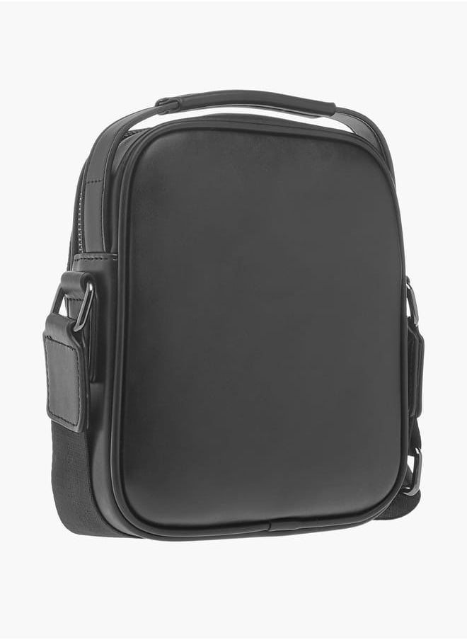 DUCHINI Mens Textured Crossbody Bag With Detachable Strap And Zip Closure  - Image 3