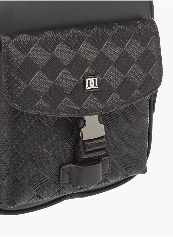 DUCHINI Mens Textured Crossbody Bag With Detachable Strap And Zip Closure  - Image 4