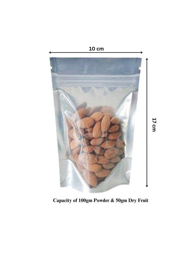 Deera Stand-Up Ziplock Reusable Airtight Polyester Storage Pouch- (Semi-Silver)(100mmX170mm)(Pack of 100) - Image 2