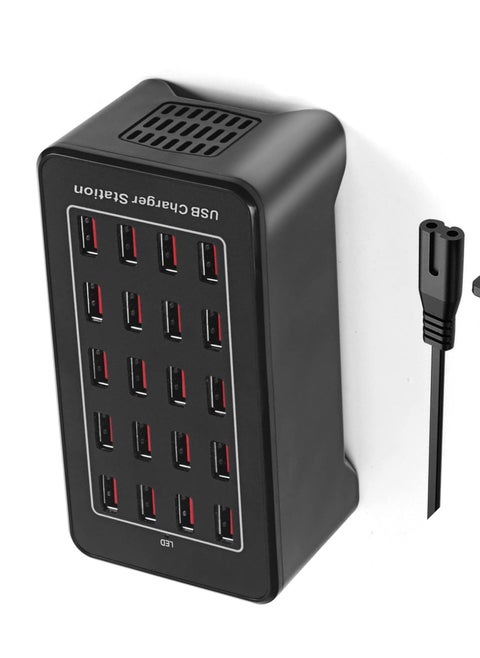 20-Port 100 W Multiple USB Charger Station, Multiport USB Charging Station with Intelligent Detection, Compatible with Smartphones, Tablets, and More Devices