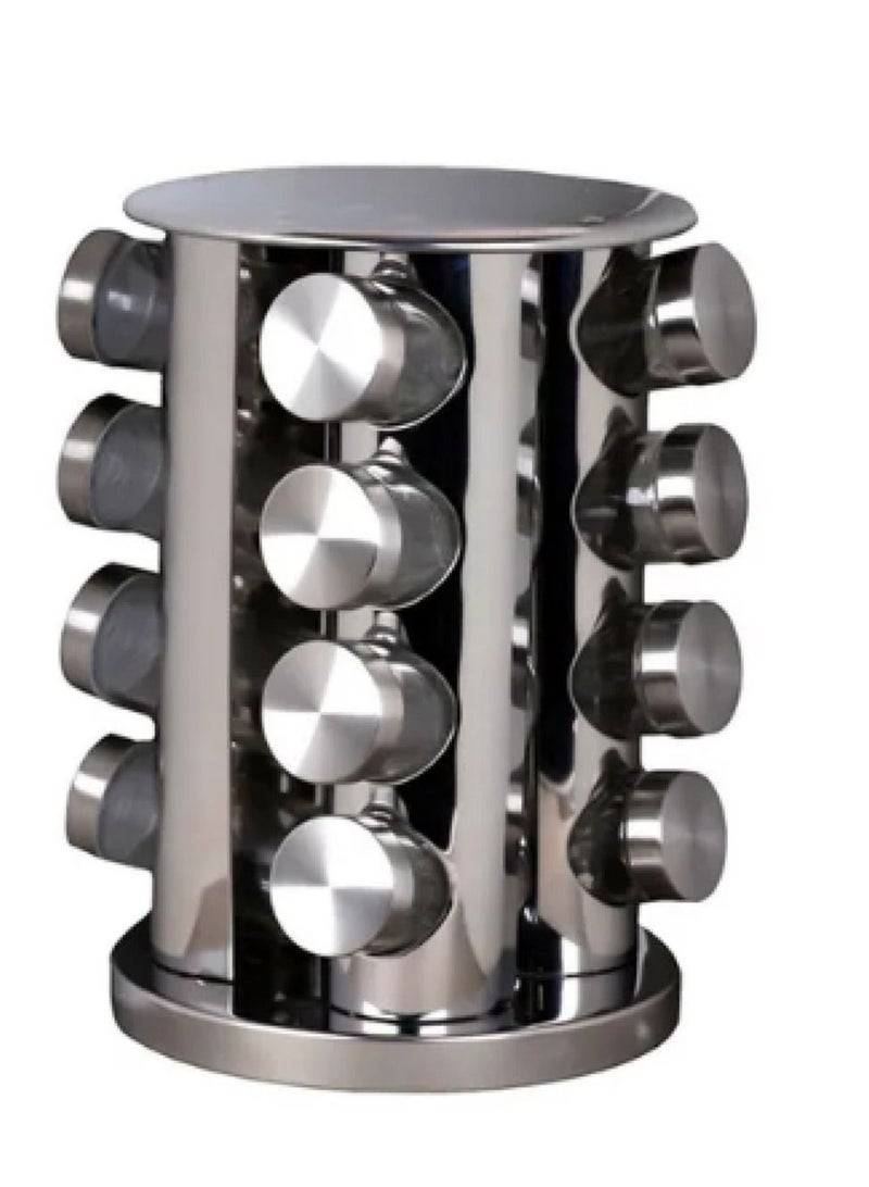 16-Piece Spice Jar Set With Stand Silver - Image 1