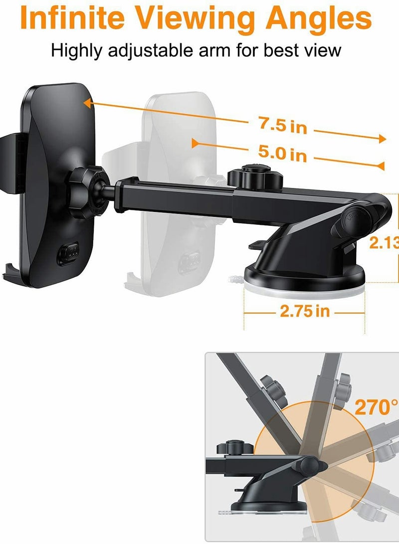 Universal Car Phone Holder - Upgraded Hands-Free Dashboard & Windshield Mount for iPhone SE, 12 Pro, Galaxy S21 & More - Image 4