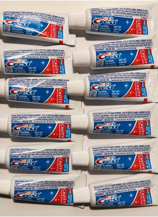 Crest Kid's Crest Cavity Protection Sparkle Fun Toothpaste .85 Ounce (12 Pack) | Sparkle Fun Flavor with Fluoride | Travel Size Anticavity Paste (B07NBR4LCB)  - Image 4