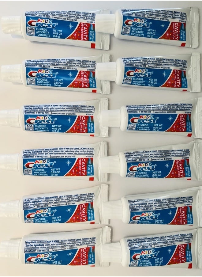 Crest Kid's Crest Cavity Protection Sparkle Fun Toothpaste .85 Ounce (12 Pack) | Sparkle Fun Flavor with Fluoride | Travel Size Anticavity Paste (B07NBR4LCB)  - Image 3