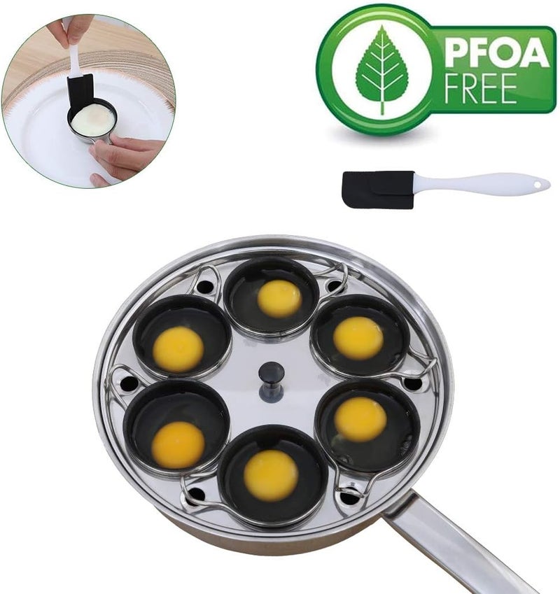 RUNZI Egg Poacher Pan - Stainless Steel Poached Egg Cooker – Perfect Poached Egg Maker – Induction Cooktop Egg Poachers Cookware Set with 6 Nonstick Large PFOA FREE Egg Poacher Cups and Silicone Spatula… - Image 4