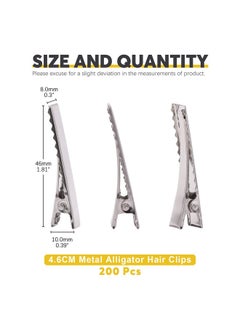 Mardatt 200Pcs 1.81 Inch / 4.6 Cm Alligator Hair Clips Bulk Silver Single Prong Hair Clips For Bows Making Hair Pins For Sectioning Hair Styling And Sectioning Hairdressing Diy Crafts  - Image 2