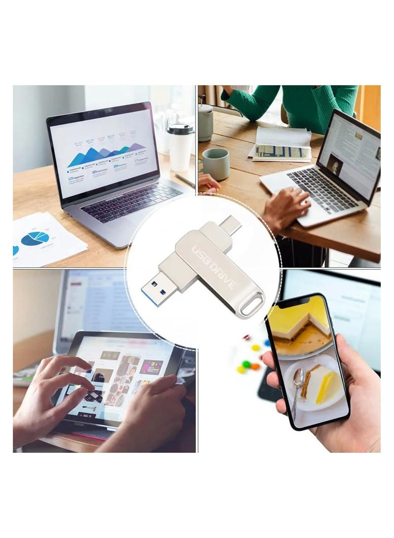 2TB USB Flash Drive Type C Interface High Speed USB Flash Drive Dual Drive 2 in 1 Thumb Drive with Keyhole and Keychain OTG for Smartphones, Computers, Tablets, PC and Cars - Image 4