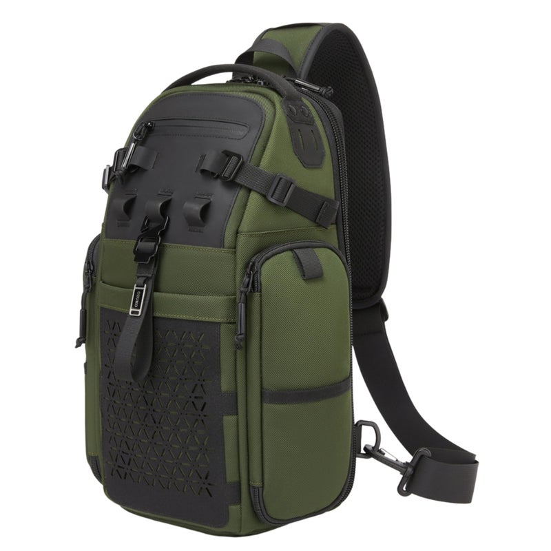 OZUKO Water-Resistant Oxford Tactical Anti-Theft Sling Bag for Men, 40 x 14 x 22 cm, Large Capacity Travel and Outdoor Bag, Green, 9844 - Image 1