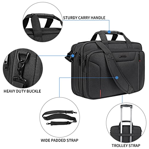 EMPSIGN Stylish Laptop Bag Briefcase, 17.3 Inch Laptop Case Expandable Messenger Bag for Men Water Repellent, RFID Blocking Office Carrying Shoulder Bag for Work Business Travel-Black - Image 5
