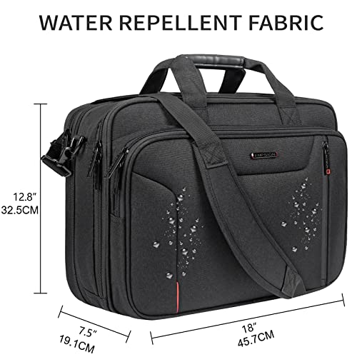 EMPSIGN Stylish Laptop Bag Briefcase, 17.3 Inch Laptop Case Expandable Messenger Bag for Men Water Repellent, RFID Blocking Office Carrying Shoulder Bag for Work Business Travel-Black - Image 2