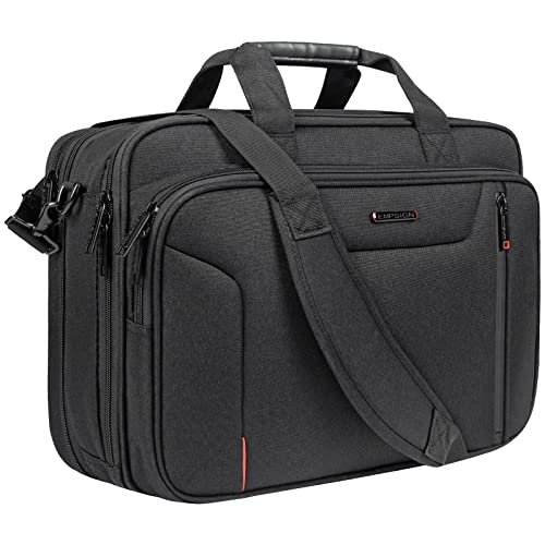 EMPSIGN Stylish Laptop Bag Briefcase, 17.3 Inch Laptop Case Expandable Messenger Bag for Men Water Repellent, RFID Blocking Office Carrying Shoulder Bag for Work Business Travel-Black - Image 1