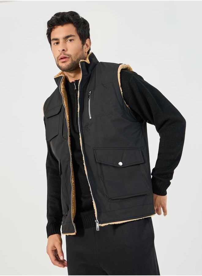 Styli - Warm Fleece Lined Gilet Jacket with Zip Detail - Image 1