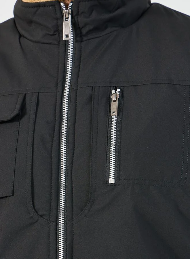 Styli Warm Fleece Lined Gilet Jacket with Zip Detail