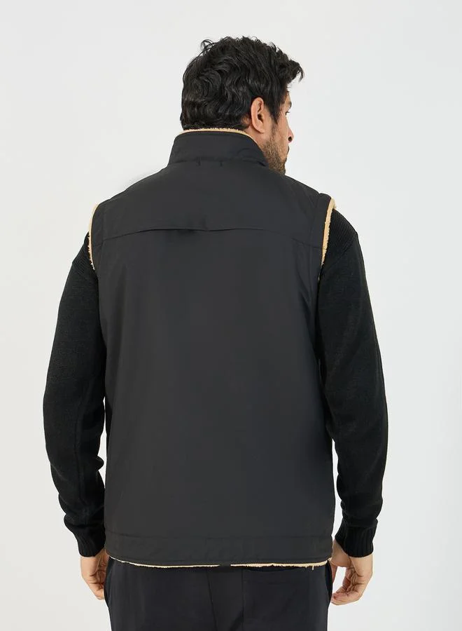 Styli Warm Fleece Lined Gilet Jacket with Zip Detail