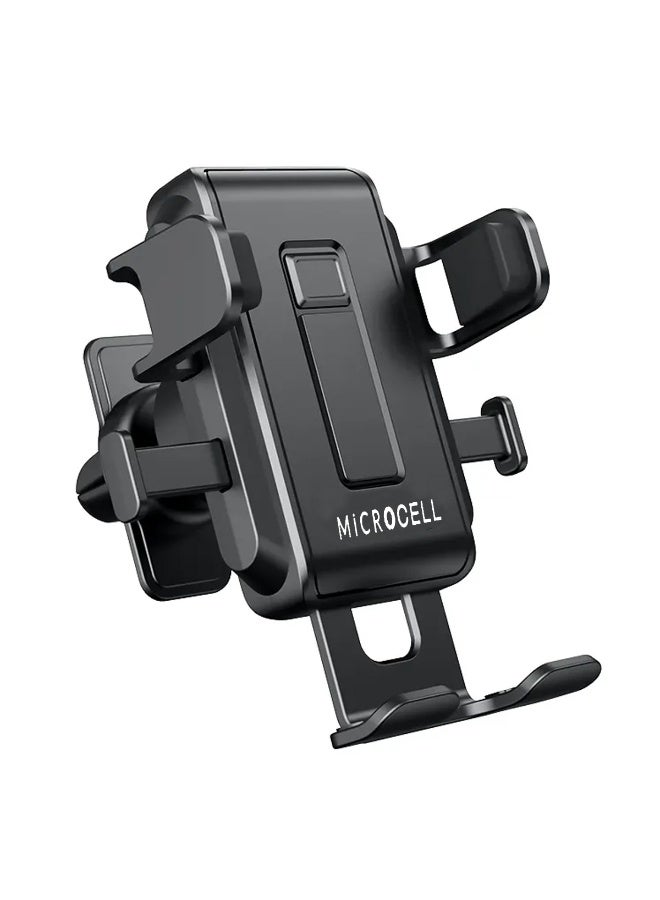 MICROCELL AGC-059 Air Vent Car Mobile Holder, Semi-Automatic Locking Gravity Phone Mount, 360° Rotatable Air Outlet Bracket with Steel Chuck & Thickened Silicone Pads, Anti-Slip Clamp Design, Fast One-Hand Operation, Compatible with All Smartphones - Image 1