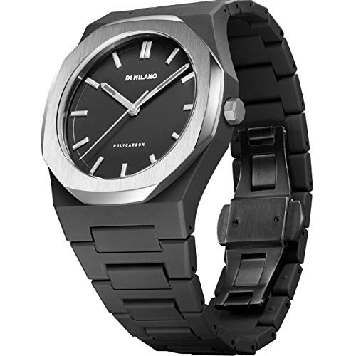 D1 Milano Polycarbon Unisex Luxury Watch, Polycarbonate Quartz Movement, Polycarbonate Strap, 50M Water Resistant Timepiece, Black Dial, 2 Years Warranty - PCBJ14 - Image 2