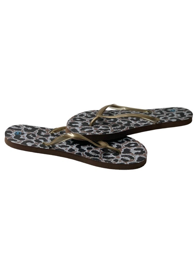 Influence Germany Women's Flip-Flops – Leopard Print with Gold Straps - Image 3