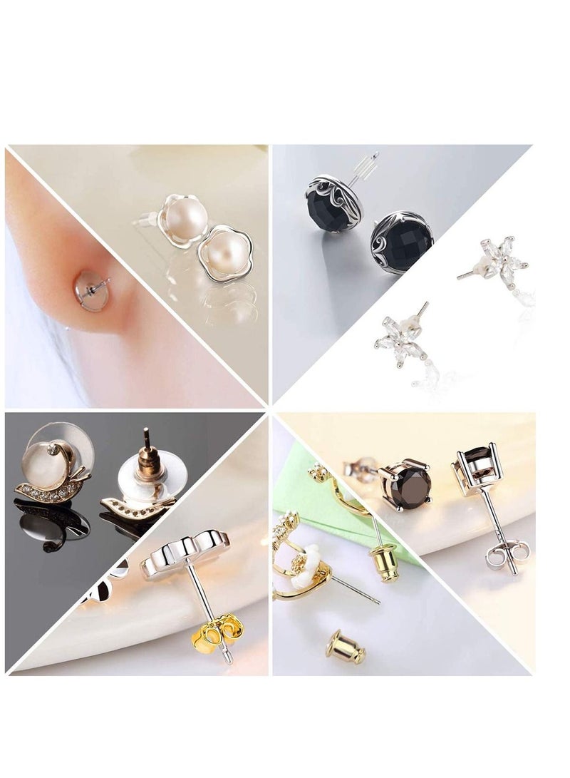 SYOSI 1024 قطعة من أغطية الأذن الخلفية، 10 أنماط من مشابك أغطية الأذن الخلفية على شكل رصاصة، أغطية الأذن الخلفية المصنوعة من المعدن والمطاط والبلاستيك على شكل فراشة، آمنة من أجل السلامة (1024 قطعة/512 زوجًا) - Image 5