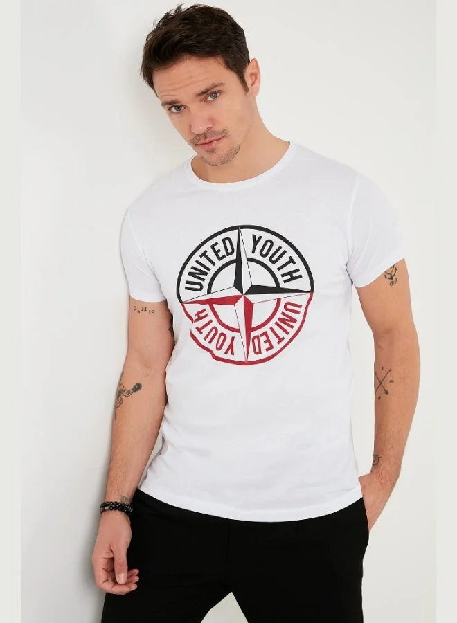 Buratti  Buratti Printed Crew Neck Cotton Slim Fit T Shirt Men's T SHIRT 541PUSULA for Men | Best Price UAE