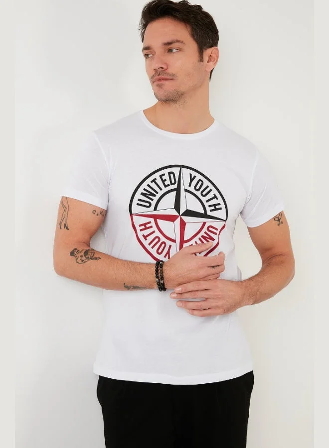 Buratti  Buratti Printed Crew Neck Cotton Slim Fit T Shirt Men's T SHIRT 541PUSULA for Men | Best Price UAE