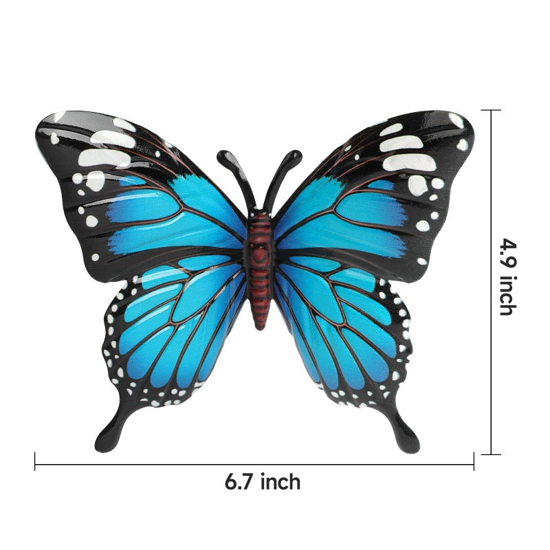 LSFFM 4 Pack Metal Butterfly Decorations, 6.7 in Butterfly Wall Art Sculpture Hanging Decor, Metal Butterflies Outdoor Decor for The Garden, Patio, Fence, Home, and Yard - Image 2