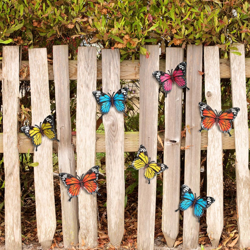 LSFFM 4 Pack Metal Butterfly Decorations, 6.7 in Butterfly Wall Art Sculpture Hanging Decor, Metal Butterflies Outdoor Decor for The Garden, Patio, Fence, Home, and Yard - Image 5