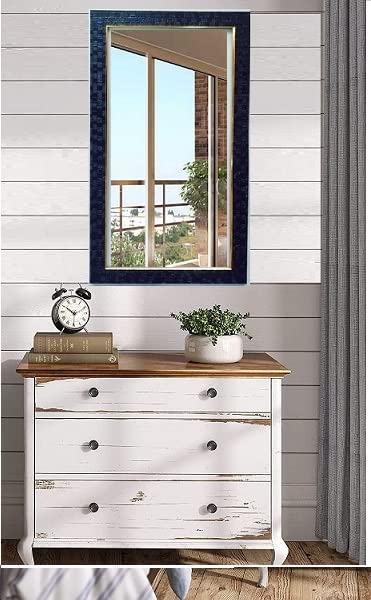 Seven Horses Black Fiber Wood Wall MirrorDressing MirrorSolid Black Water Resistant Synthetic Fiber Wood Made Black14X26 Inch - Image 1