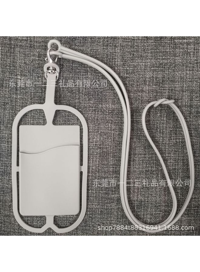 Direct Silicone Hanging Neck Card Set Mobile Phone Hanging Rope Card Bank Bus Card Card Card Can Be Printed LOGO-Color:Single Bag-light Gray  - Image 1