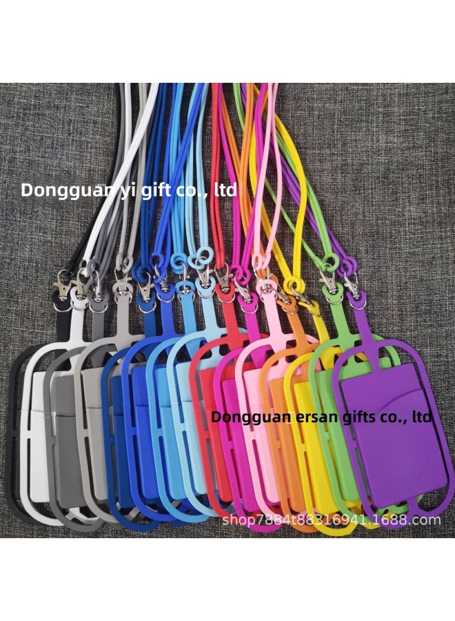 Direct Silicone Hanging Neck Card Set Mobile Phone Hanging Rope Card Bank Bus Card Card Card Can Be Printed LOGO-Color:Single Bag-light Gray  - Image 2