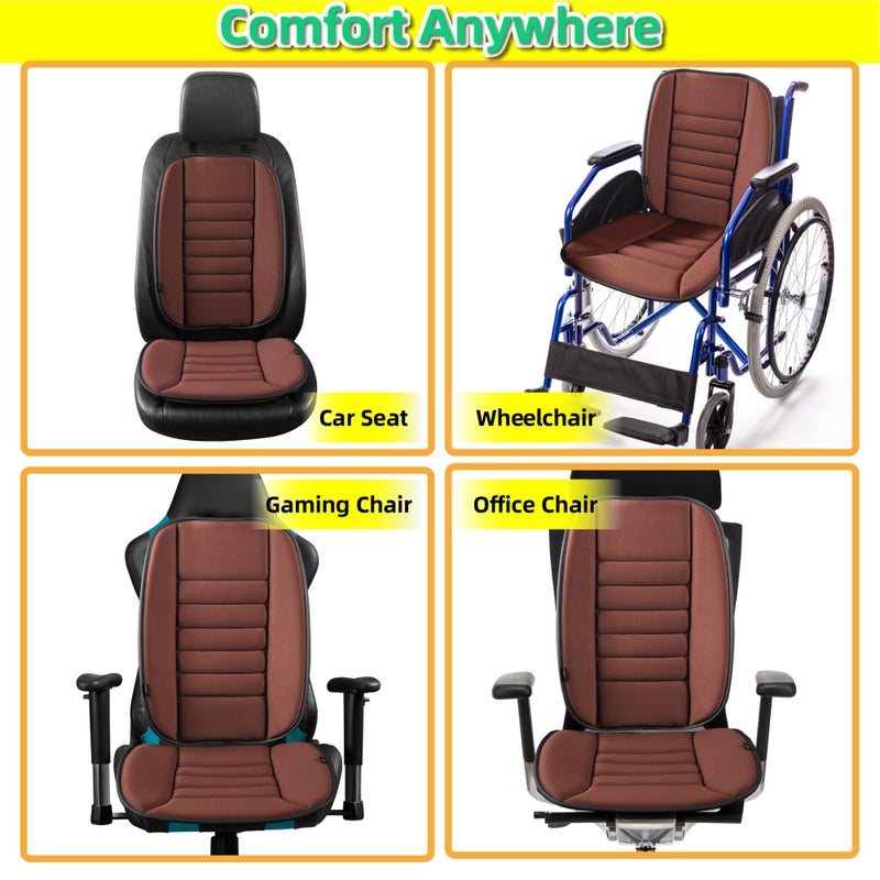 kingphenix Car Seat Cushion with Back Support Pillow: Enhanced Comfort Memory Foam Design for Pain Relief, Ideal for Drivers and Office Use - Ergonomic Lumbar Comfort for Long Sitting - Brown - Image 5