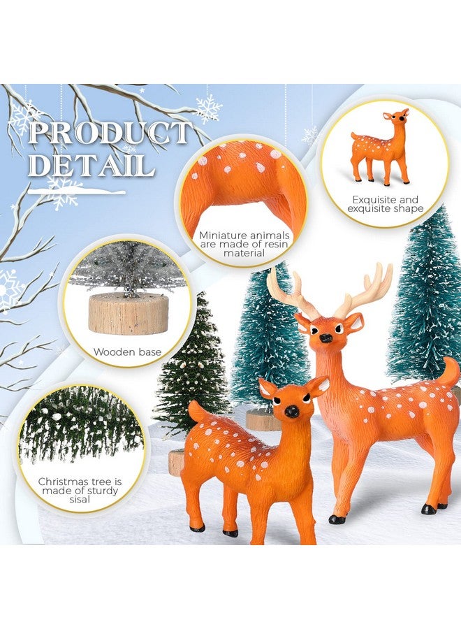 Macarrie 34 Pieces Woodland Animal Figurine Winter Creature Figure Wild Animal Toys Miniature Jungle Creatures Playset Bear Rabbit Squirrel Cake Toppers Gift for New Year Animal Birthday Decorations - Image 2