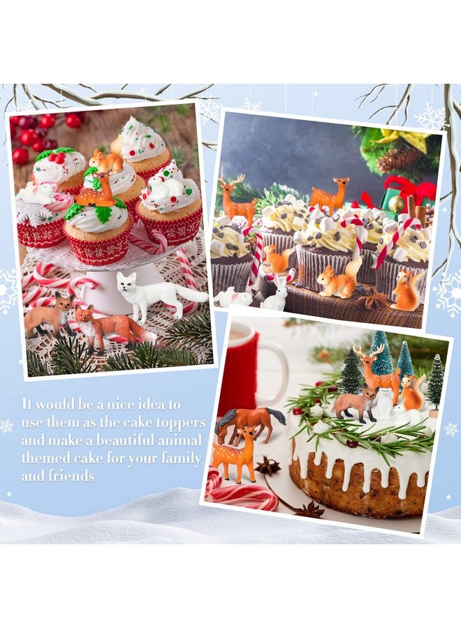 Macarrie 34 Pieces Woodland Animal Figurine Winter Creature Figure Wild Animal Toys Miniature Jungle Creatures Playset Bear Rabbit Squirrel Cake Toppers Gift for New Year Animal Birthday Decorations - Image 4