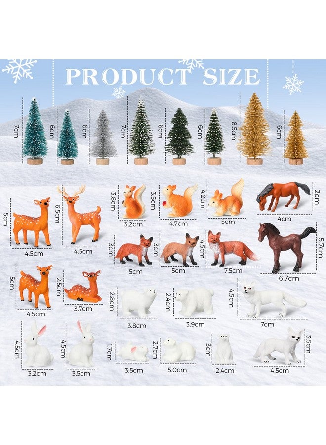 Macarrie 34 Pieces Woodland Animal Figurine Winter Creature Figure Wild Animal Toys Miniature Jungle Creatures Playset Bear Rabbit Squirrel Cake Toppers Gift for New Year Animal Birthday Decorations - Image 3