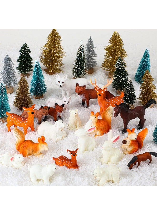 Macarrie 34 Pieces Woodland Animal Figurine Winter Creature Figure Wild Animal Toys Miniature Jungle Creatures Playset Bear Rabbit Squirrel Cake Toppers Gift for New Year Animal Birthday Decorations - Image 5