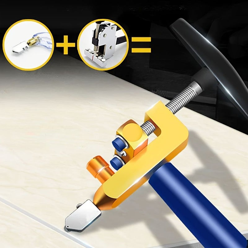 Dual Purpose Manual Cutter For Glass And Ceramic Tiles Golden 1pc Professional Tool With Diamond Blade Comfortable Grip Safety Lock And Extra Blades Precision Cutter For Various Materials Ideal For Tiling Tasks - Image 3