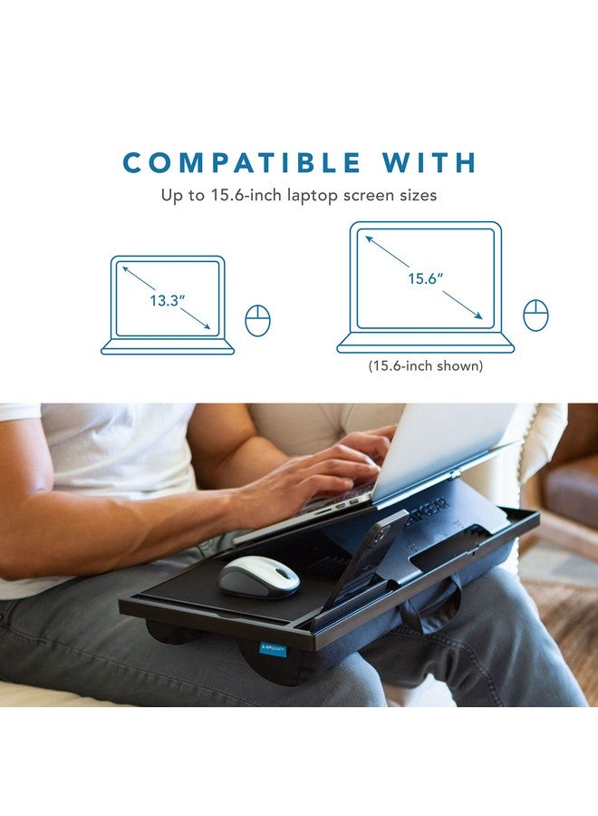 LAPGEAR Ergo Pro Lap Desk with 20 Adjustable Angles, Mouse Pad, and Phone Holder - Black - Fits up to 15.6 Inch Laptops and Most Tablets - Style No. 49408 - Image 2