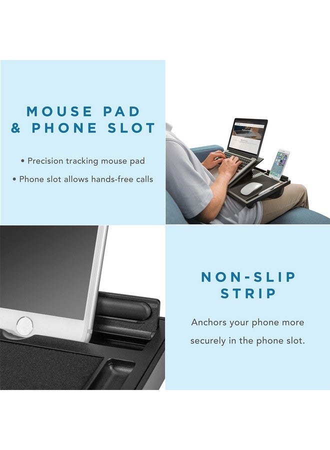 LAPGEAR Ergo Pro Lap Desk with 20 Adjustable Angles, Mouse Pad, and Phone Holder - Black - Fits up to 15.6 Inch Laptops and Most Tablets - Style No. 49408 - Image 4