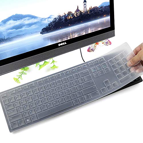 CaseBuy Keyboard Cover for Dell KB216 KB216b KB216t KB216d KB216p Wired & KM636 & Dell Optiplex 5250 3050 3240 5460 7450 7050 & Dell Inspiron AIO 3475/3670/3477 All-in one Desktop Keyboard Protector -Clear - Image 1