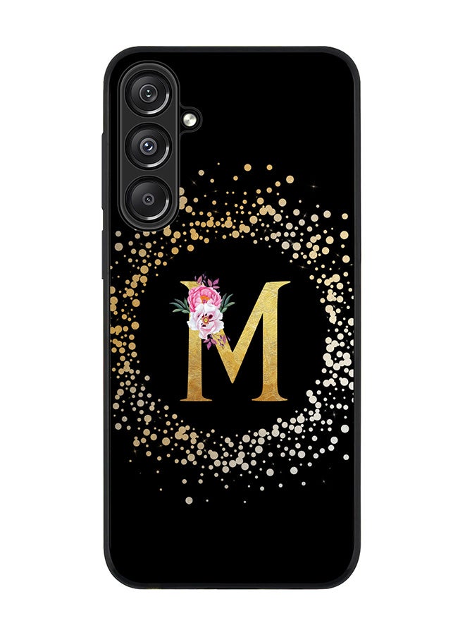 Stylizedd For Samsung Galaxy A16 / A16 5G Case,Slim fit Camera Protection, Shockproof Thin Phone cover - Custom Monogram Floral - M ( Black ) - Image 1