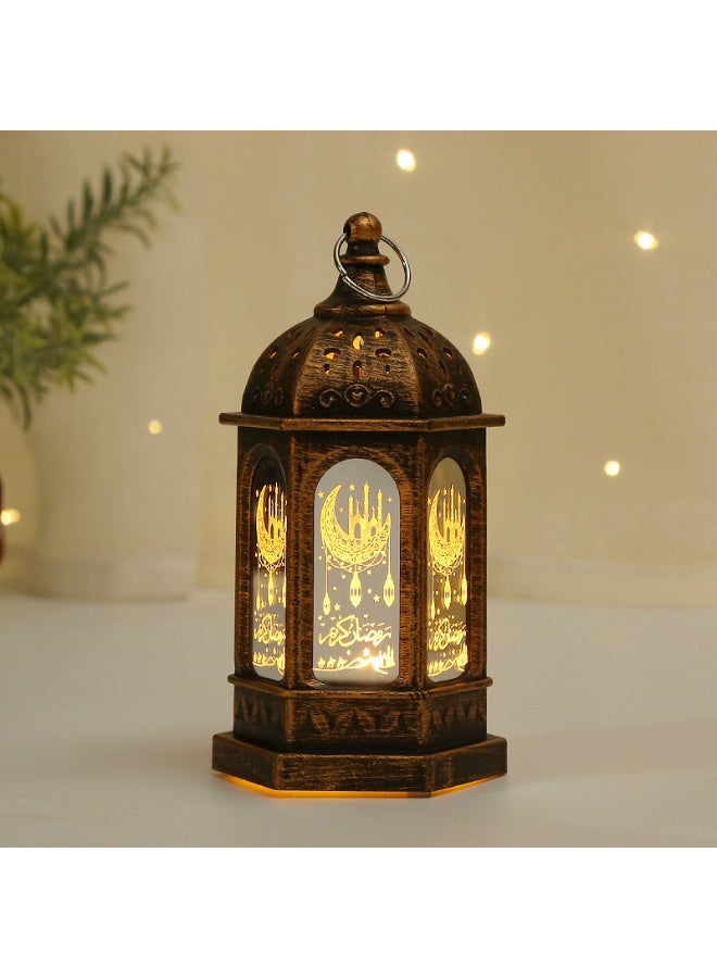 فوانيس رمضان، زينة رمضان بأضواء، فوانيس LED عتيقة بتصميم مجوف زينة لزينة طاولة عطلة رمضان - Image 1