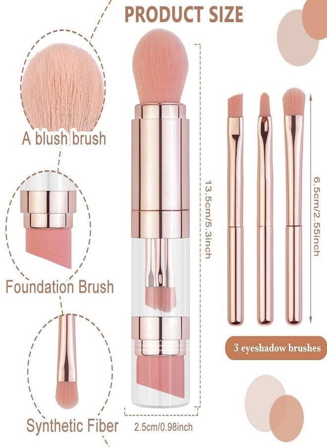 Heyol 5 in 1 Multifunctional Makeup Brush, Travel Portable Mini Cosmetic Make Up Brush, Includes Foundation Brush, Face Brush, Lip Brush, Eyeshadow Brush and Eyebrow Brush. - Image 5