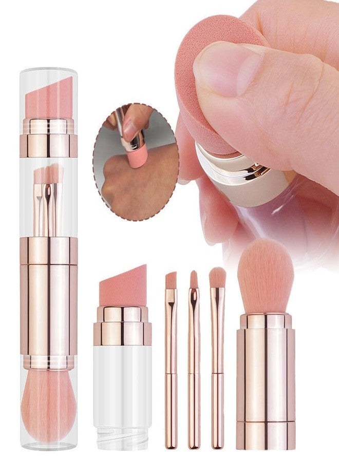 Heyol 5 in 1 Multifunctional Makeup Brush, Travel Portable Mini Cosmetic Make Up Brush, Includes Foundation Brush, Face Brush, Lip Brush, Eyeshadow Brush and Eyebrow Brush. - Image 2